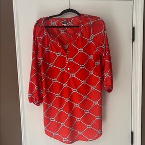 Elegant Red Chain Pattern Blouse